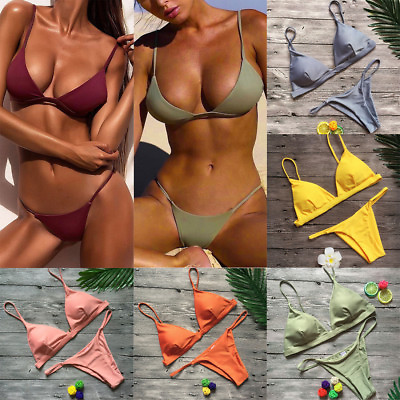 #ad Women Push Up Padded Bra Beach Bikini Set Sexy Triangle Swimsuit Swimwear $12.92