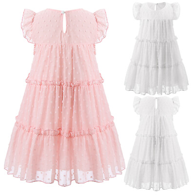 Kids Girls Dots Ruffled Dress Sleeveless Frilly Chiffon Dresses for Photography $14.69
