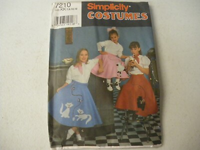 #ad Simplicity 7210 GIRLS Poodle Skirt 50s Circle sewing pattern appliques UNCUT FF $8.00