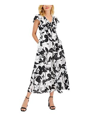 #ad TAYLOR WOMAN Womens White Tie Lined Flutter Sleeve Maxi Dress Plus 20W $17.99