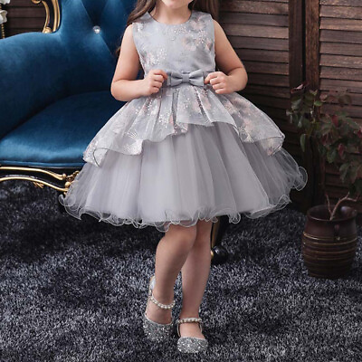 #ad Children Girl Evening Party Gown Girls Floral Printed Mesh Tutu Dress Ball Gown $28.97