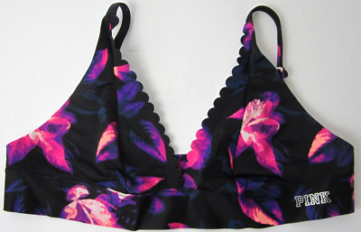 #ad #ad Victoria#x27;s Secret PINK Bikini Swim Top Bralette Floral Scalloped Size L NEW $18.88