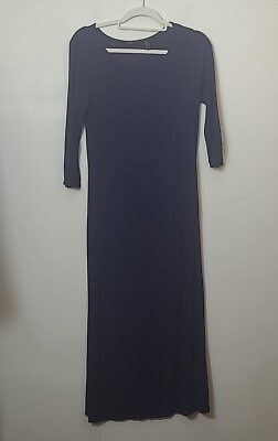 #ad G.I.L.I Navy Blue Maxi Dress 3 4 Sleeve Size Small $15.00