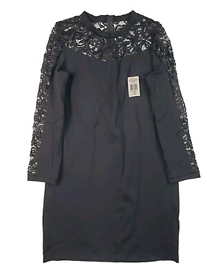 #ad Rebecca B. Women#x27;s Black Dress Size 16 Mesh Lace Sleeves New With Tag $39.99