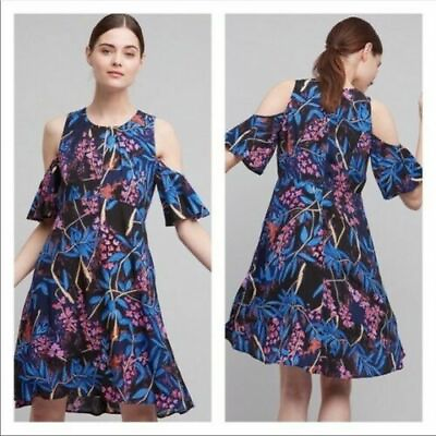 $138 NWT Anthropologie Maeve Elia floral Dress Cold Shoulders Sz 8 multi resort $69.96
