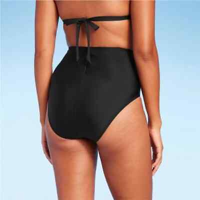 #ad Kona Sol Women#x27;s Extra High Waist Tummy Control Bikini Bottom Black Medium 8 10 $14.36