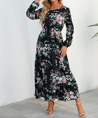#ad long sleeve floral maxi dress AU $50.00