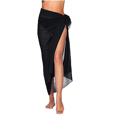 #ad Womens Chiffon Swimsuit Beach Tie Sheer Bikinis Cover Up See Through Wrap Skirt $15.16