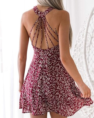 #ad Summer Women#x27;s Floral Beach Short Mini Dress Party Holiday Sundress $15.00