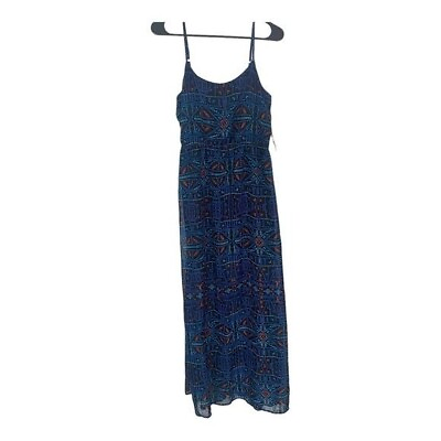 #ad Forever 21 Dress Women#x27;s Navy Multicolor Black Lining Maxi Long Sz S $14.97