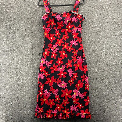 Vintage Carole Little Dress Womens 6 Pink Red Floral Sleeveless Straight Ladies $18.23
