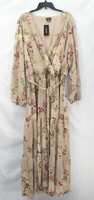 City Chic Women#x27;s Trendy Plus Size 22W Flower Child V Faux Wrap Maxi Dress NWT $49.99