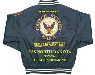#ad USS NORTH DAKOTA SSN 784 SUBMARINE NAVY EMBROIDERED SATIN JACKET BACK ONLY $169.95
