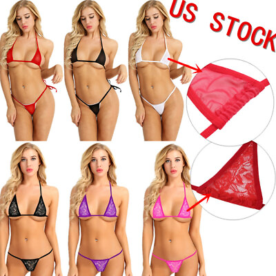 Bikini Sets Womens Halter Neck Bra Tops Micro Thongs Swimwear Bathing Suit US $9.46