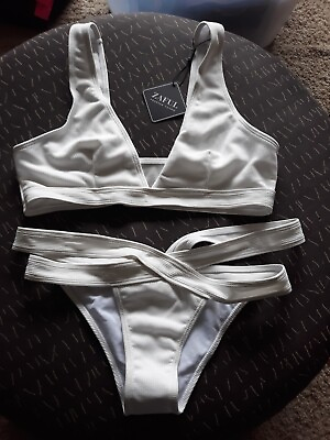 #ad bikini set swimsuit large white $25.00