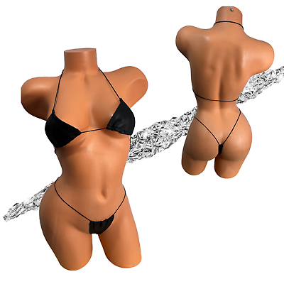 #ad #ad Black Matte String Bikini one size exotic dancewear tanning $25.00