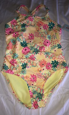 #ad Cat amp; Jack Size 10 12 Girls Yellow Floral One Piece Bathing Suit Swim $13.90