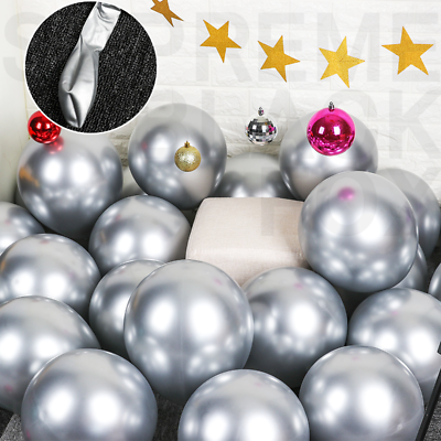 50 Silver Metallic Balloons Chrome Shiny Latex 12 Thicken For Wedding Party Baby $10.44