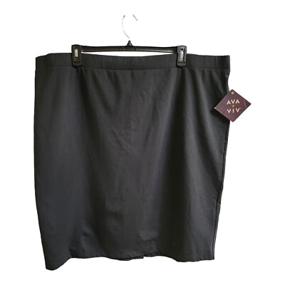 #ad Ava amp; Viv Womens Black Elastic Waist Stretch Pencil Skirt Plus Size 3X NEW $14.88