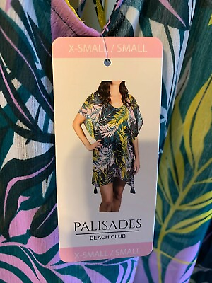#ad Swimsuit Cover Up XS S Green Floral V Neck Short Sleeve Palisades Beach Club NWT $3.99