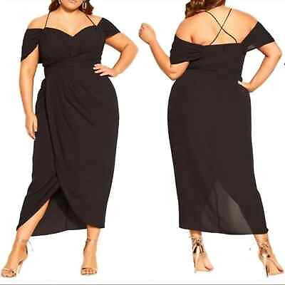 #ad City Chic Entwine black maxi dress plus size small 16 new $90.00