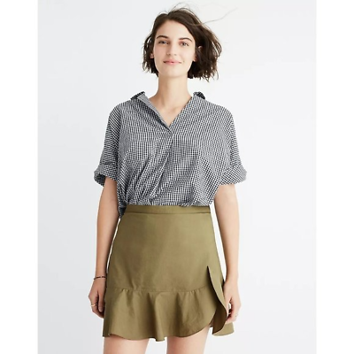 #ad Madewell Ruffle Wrap Expat Olive Green Mini Skirt 2 $29.95