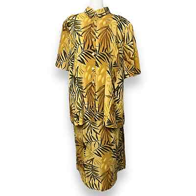 #ad #ad Giorgio Fiorlini Floral Short Sleeve Maxi 2 Piece Skirt Set Sz 24 Mustard Yellow $18.57