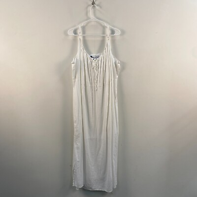 #ad OLD NAVY Womens 4X Tank Sun Dress White Sleeveless Cotton Pullover Maxi Woven $29.00