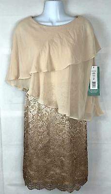 #ad Scarlett Women#x27;s Taupe Gold Sparkly Evening Cocktail Dress with Shawl Size 6P $52.50