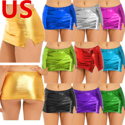 #ad US Women Skirt Split Cut Micro Mini Rave Dance Club Ultra Short Party Miniskirts $5.99