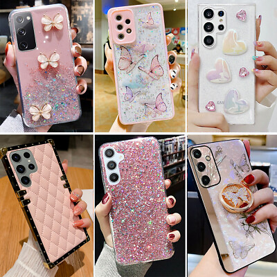 #ad Case For Samsung Galaxy A14 A15 A55 5G Shockproof Bling Diamond Stand Cute Cover $8.98