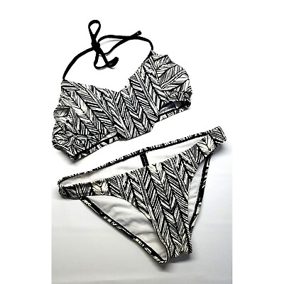 #ad NINETY NINE Women#x27;s Swimsuit Bikini Black White Printed Size S 194 $15.00