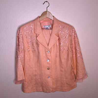 #ad Plaza South Orange Sherbert Embroidered Skirt Suit 14 $35.00