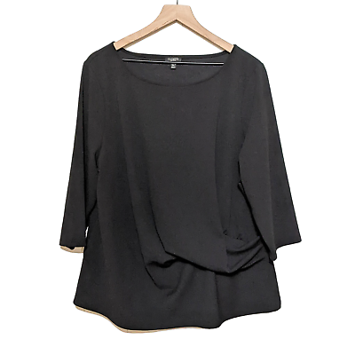 Talbots Plus Petite Womens 3 4 Sleeve Side Ruched Blouse Size 3XP Black Top $23.72