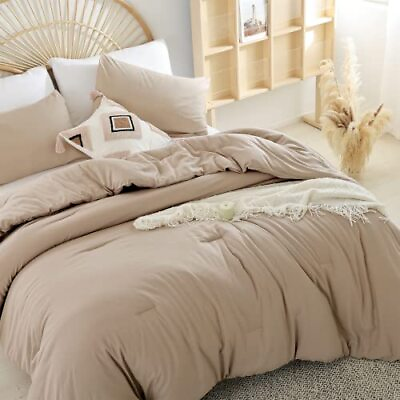 #ad Comforter Set Ultra Soft Microfiber Bed Comforter Set Boho and Queen Taupe $49.85
