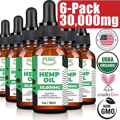 Best Hemp Seed Oil 30000mg USDA ORGANIC 6 Pack Made In USA $29.98