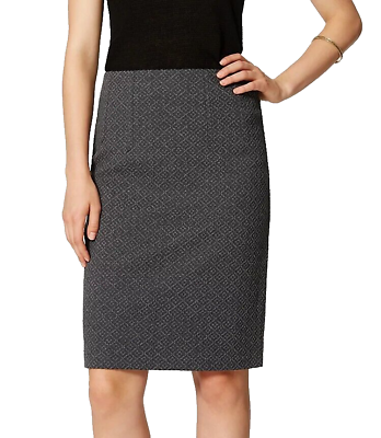 #ad Loft MP PM Women#x27;s Gray Diamond Print Pull On Knit Pencil Skirt Petite $12.60