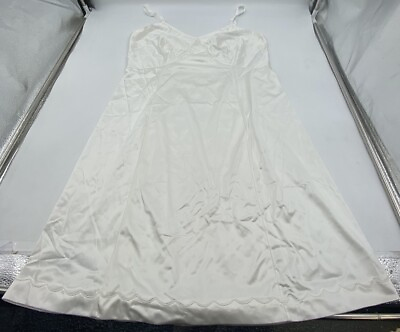 #ad Vintage Sears Women’s White Slip Dress Silky Satin Dress Short Length Size 40 $9.99
