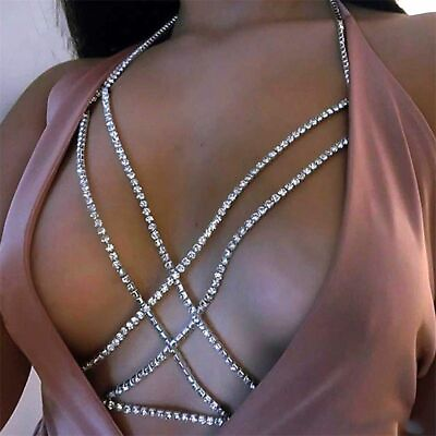 #ad Women Sexy Lingerie Chest Chain Shiny Crystal Rhinestone Party Bikini Jewelry $13.89