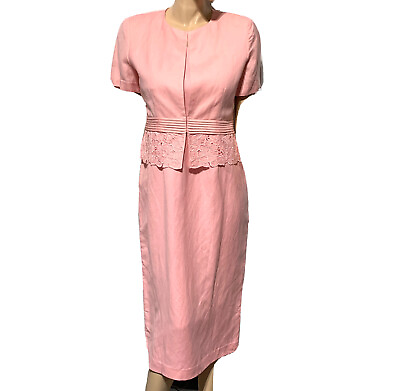 #ad Jessica Howard Maxi Dress Suit Linen Blend Women’s Size Petite 10 Short Sleeve $35.00
