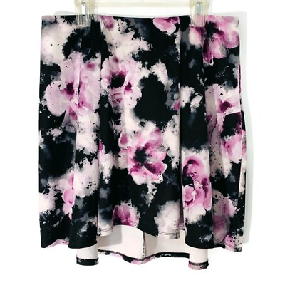 #ad Torrid Womens Large Floral A Line Cut Black Grey Purple White Mini Skater Skirt $19.97