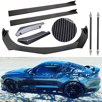 #ad Carbon Fiber Front Bumper Lip Spoiler Splitter78.7quot; Side Skirt For Ford Mustang $195.39