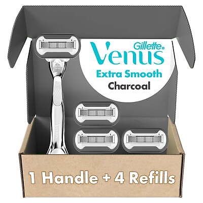 #ad #ad Gillette Venus Extra Smooth with Charcoal Women#x27;s Razor Handle 4 Blade Refills $19.97