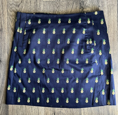 #ad J Crew Womens Size 4 Navy Blue Skirt With Pineapples $22.99