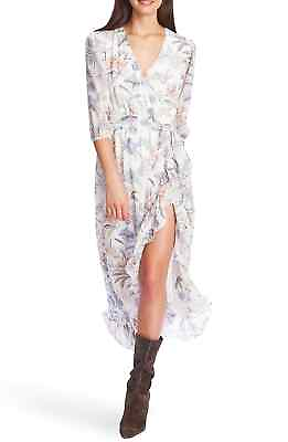 #ad 1.STATE Women#x27;s Puff Sleeve Floral Maxi Dress White Size 10 $31.36