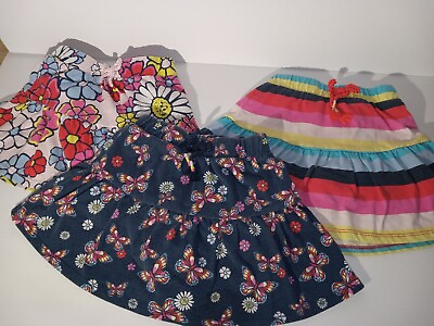 #ad Girls Size 4 Skirts Skorts Lot Floral Stripped Butterflies Set of 3 School Play $6.99