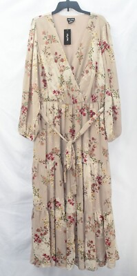 City Chic Women#x27;s Trendy Plus Size 20W Flower Child V Faux Wrap Maxi Dress NWT $49.99