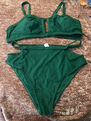 #ad nwot womens size xl green peddney bikini J $14.99