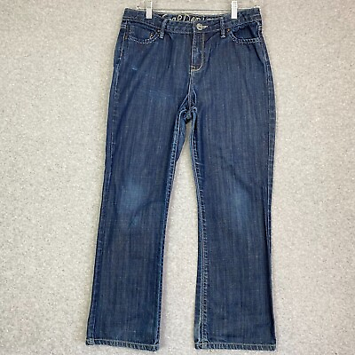 #ad Gap Jeans Girls 14 Plus Juniors Blue Denim Mid Rise Straight Leg Rhinestones $13.82