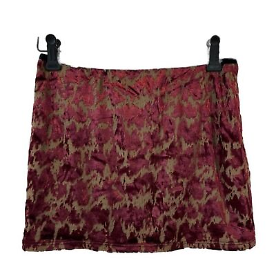 #ad Solemios Dark Red Stretch Mini Skirt Velvety Fabric $8.99